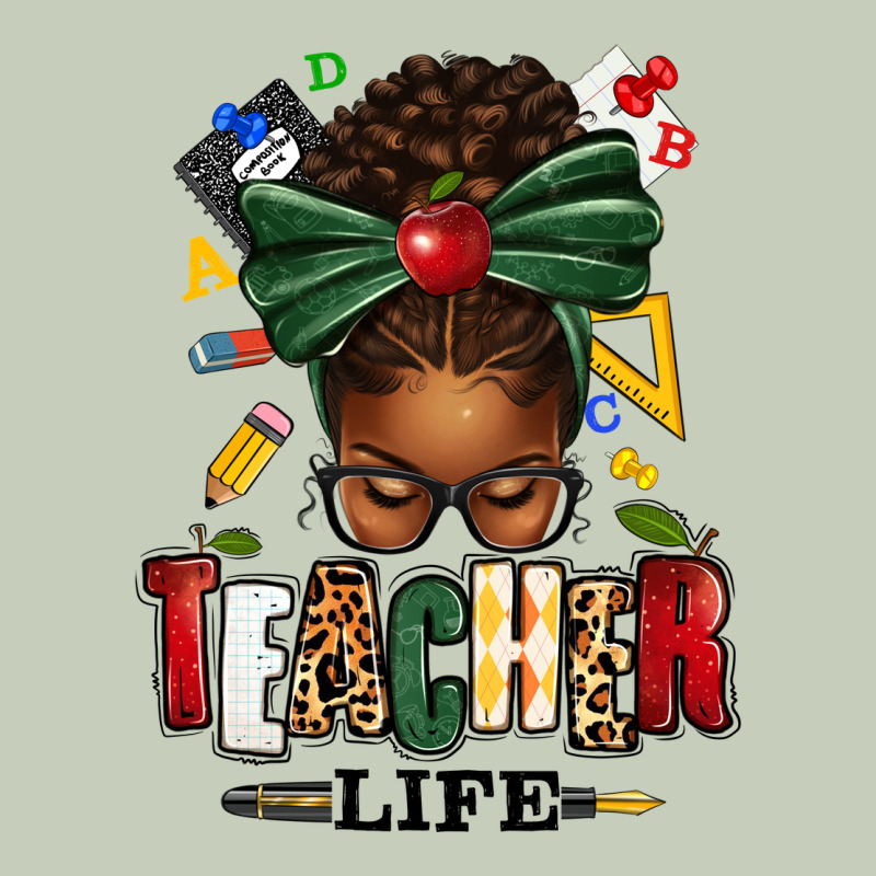 Teacher Life Afro Messy Bun Ladies Tee by texasbilliewilder | Teevron