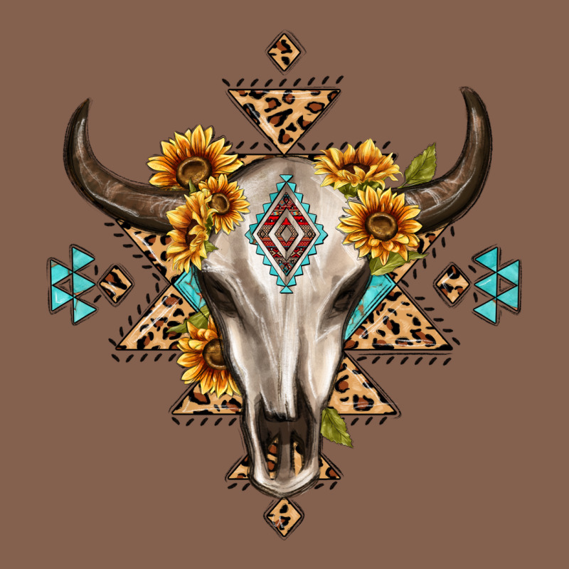 Bull Skull With Aztec Sunflower Leopard Zipper Hoodie by MaliasSmallBusiness | Teevron
