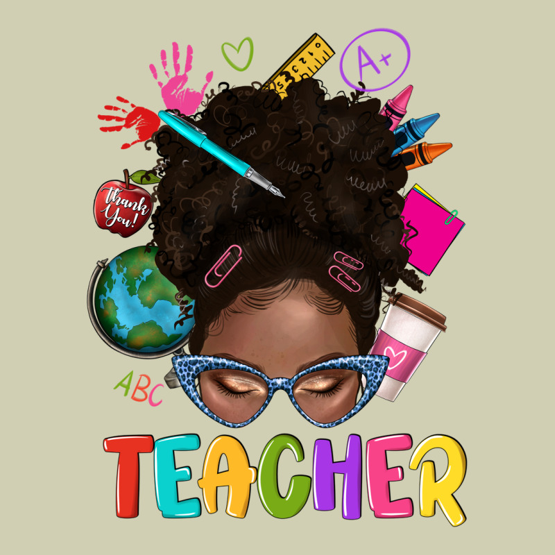Teacher Afro Messy Bun Heavy Core Tee by texasbilliewilder | Teevron