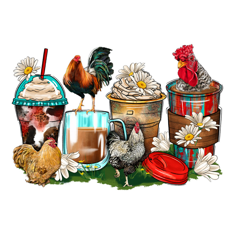 Rooster Coffee Cups Premium Tee by Zillion Design Studio | Teevron
