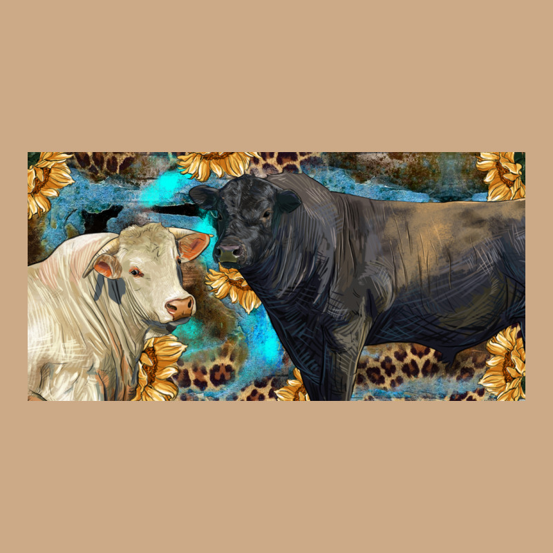 Charolais And Black Angus Bull With Sunflower And Leopard Vintage Hoodie by RanaPortraitStore | Teevron