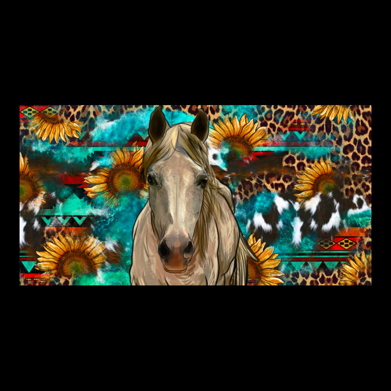 Horse With Sunflowers Aztec And Cowhide Ladies Tee by RanaPortraitStore | Teevron