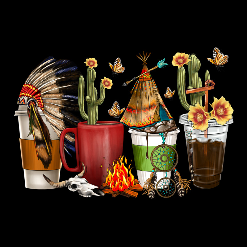 Coffee Cups Indian Headdress Ladies Tee by texasbilliewilder | Teevron
