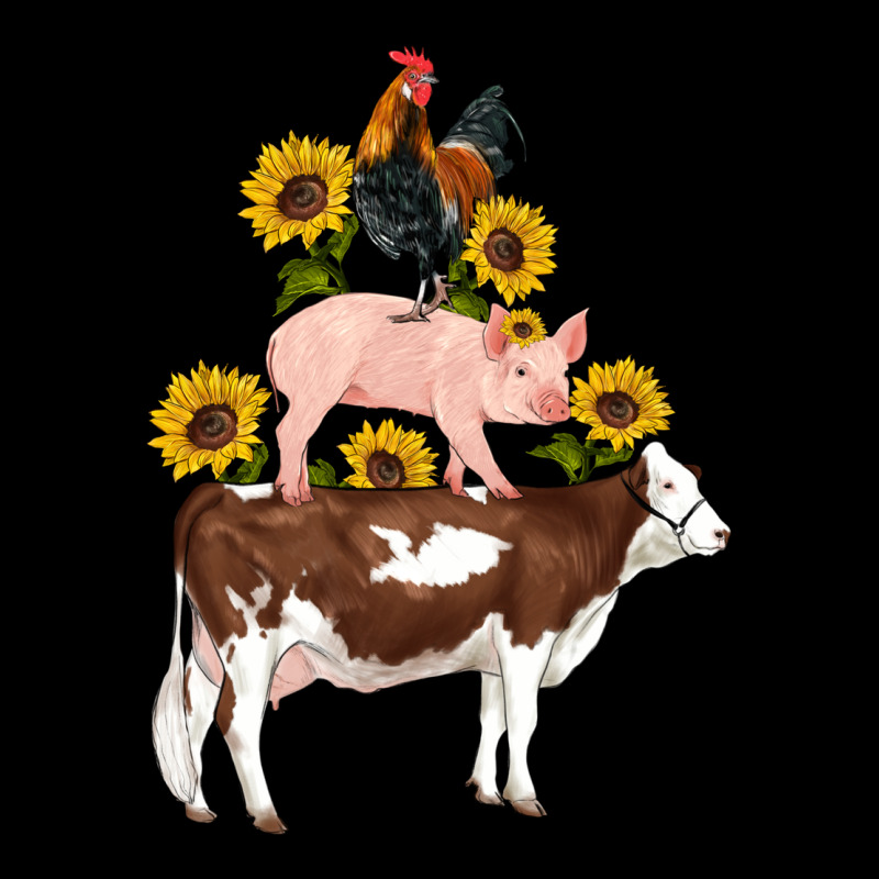 Western Farm Life Cow Pig Rooster With Sunflowers Urban Heavy Tee by Artiststas | Teevron