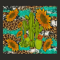 Cactus And Sunflowers Turquoise Leopard Cowhide Heavy Core Tee | Teevron