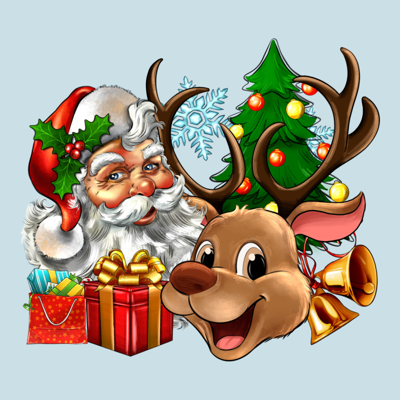 Santa And Reindeer Ladies Tee by Zillion Design Studio | Teevron