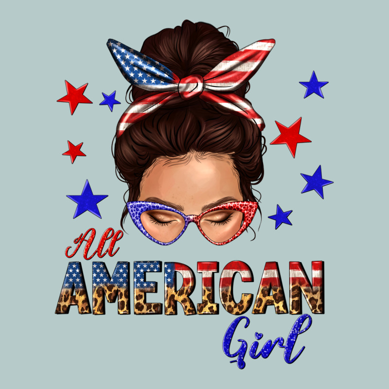 All American Girl Messy Bun Heavy Core Tee by texasbilliewilder | Teevron