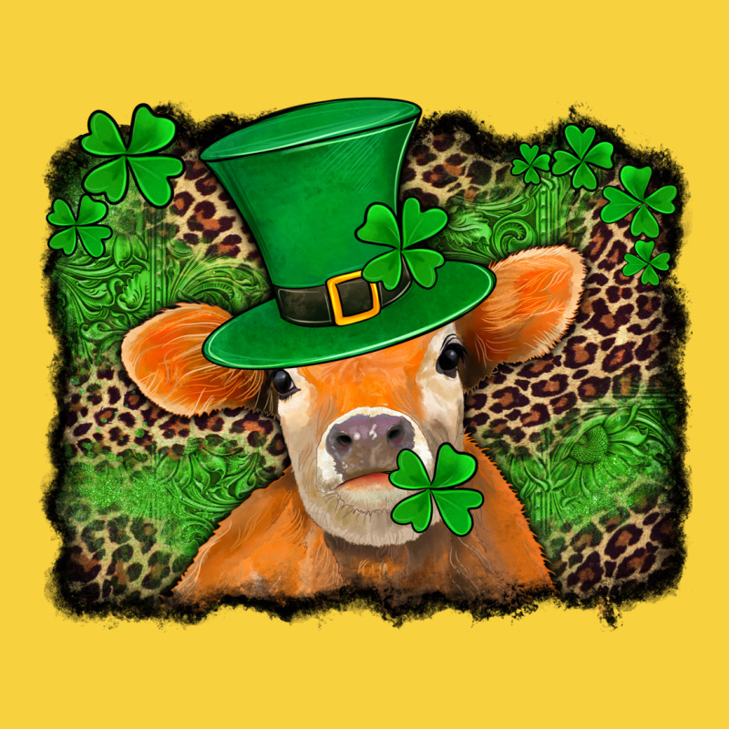 St Patricks Orange Cow With Leopard Background Premium Sweatshirt by Jasminsmagicworld | Teevron