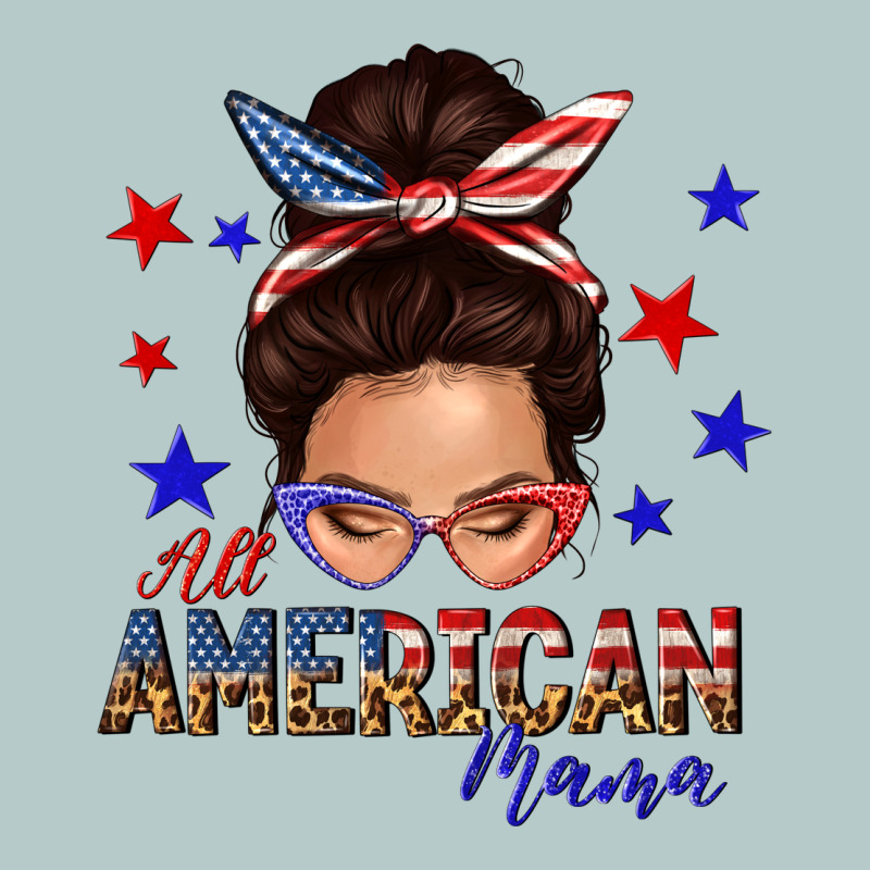 All American Mama Messy Bun Heavy Core Tee by texasbilliewilder | Teevron