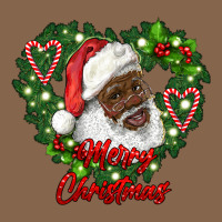 Merry Christmas African American Santa With Wreath Premium Tee | Teevron