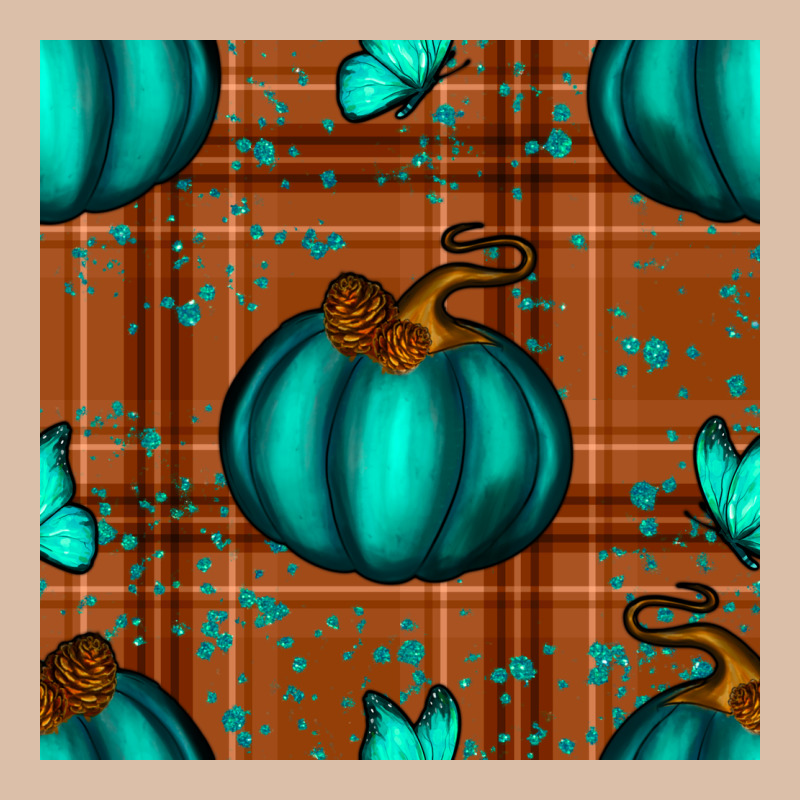 Turquoise Pumpkin Plaid Seamless Pattern Urban Heavy Tee by BundleAndBundleShop | Teevron