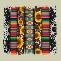 Cowhıde Aztec Serape Wıth Leopard And Sunflowers Brushstroke Heavy Core Tee | Teevron