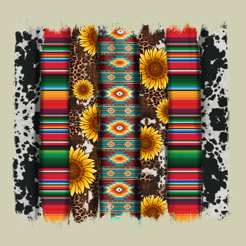 Cowhıde Aztec Serape Wıth Leopard And Sunflowers Brushstroke Heavy Core Tee by Artiststas | Teevron
