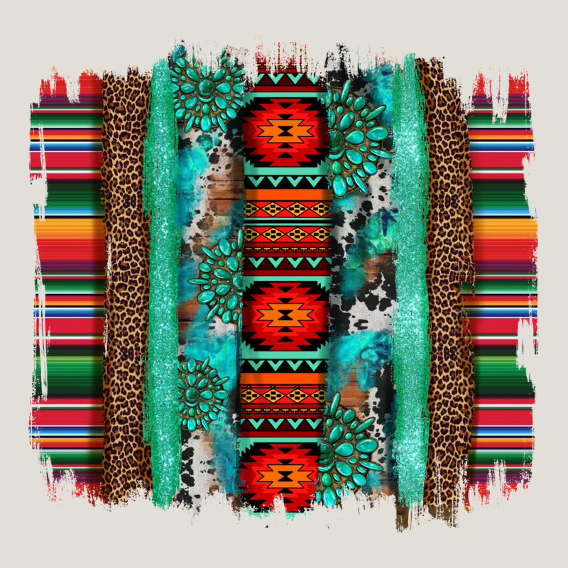 Serape Aztec Leopard And Turquoise Glitter With Gemstone Brushstroke Heavy Core Tee by Artiststas | Teevron
