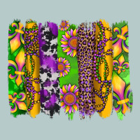 Mardi Gras Sunflower Fleur De Lis Leopard Cowhide Brushstrokes Heavy Core Tee | Teevron