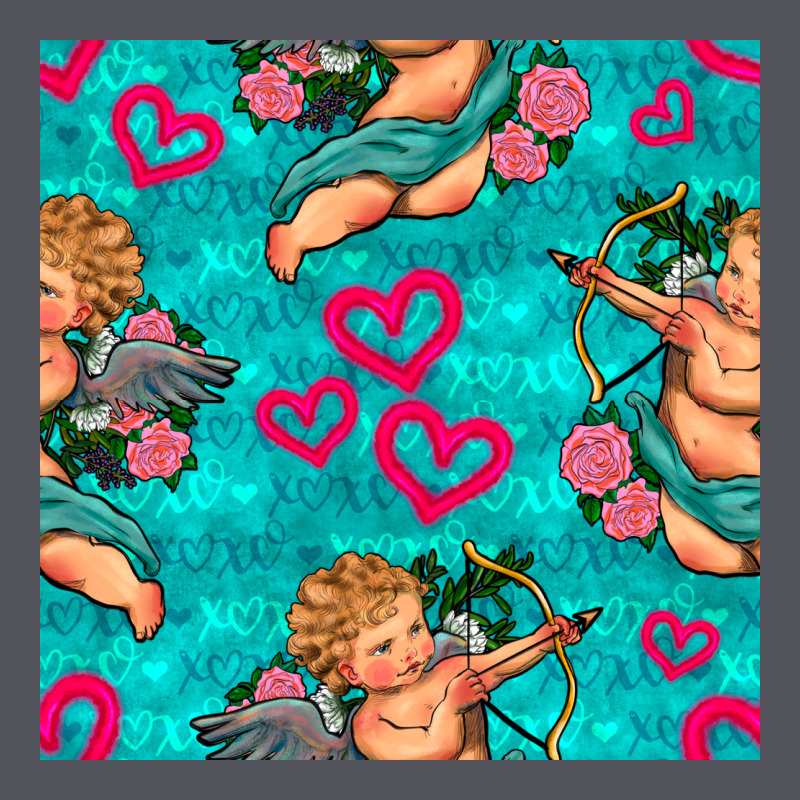 Valentines Day Cupid And Neon Heart Seamless Pattern Vintage Hoodie by BundleAndBundleShop | Teevron