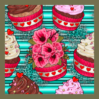 Valentines Day Flower Cupcakes And Serape Seamless Pattern Vintage Hoodie | Teevron