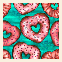 Valentines Day Heart Donuts Seamless Pattern Vintage Hoodie | Teevron