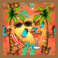 Summer Slipper And Cocktail Seamless Pattern Vintage Tee | Teevron