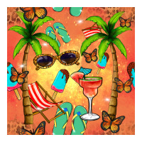 summer slipper and cocktail seamless pattern | Teevron