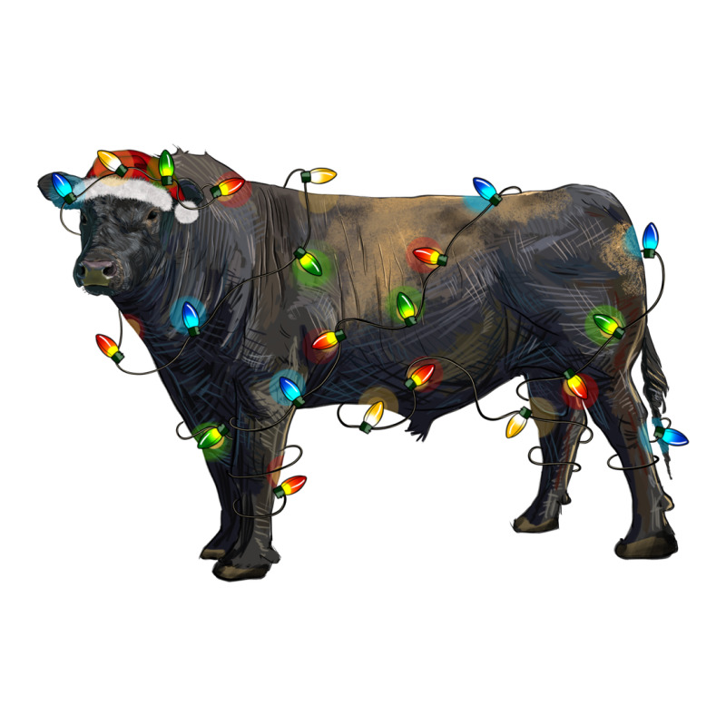 Christmas Black Angus Bull With Christmas Lights Premium Tee by RanaPortraitStore | Teevron
