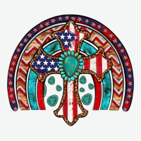 Gemstone Cross American Flag Turquoise Rainbow Urban Heavy Tee | Teevron