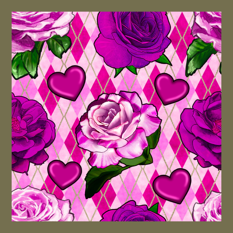 Valentines Day Roses And Diamond Plaid Seamless Pattern Vintage Hoodie by BundleAndBundleShop | Teevron