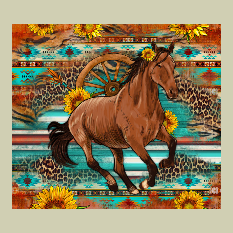 Galloping Horse Aztec Sunflower Heavy Core Tee by Artiststas | Teevron