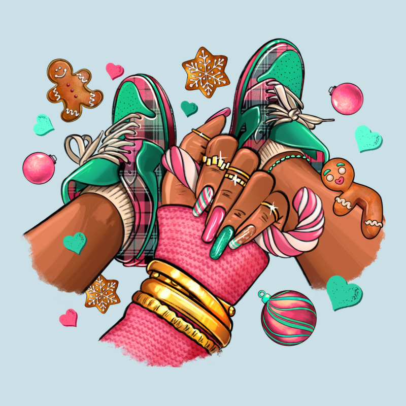 Pink Christmas Black Girl Sneakers Ladies Tee by RanaPortraitStore | Teevron