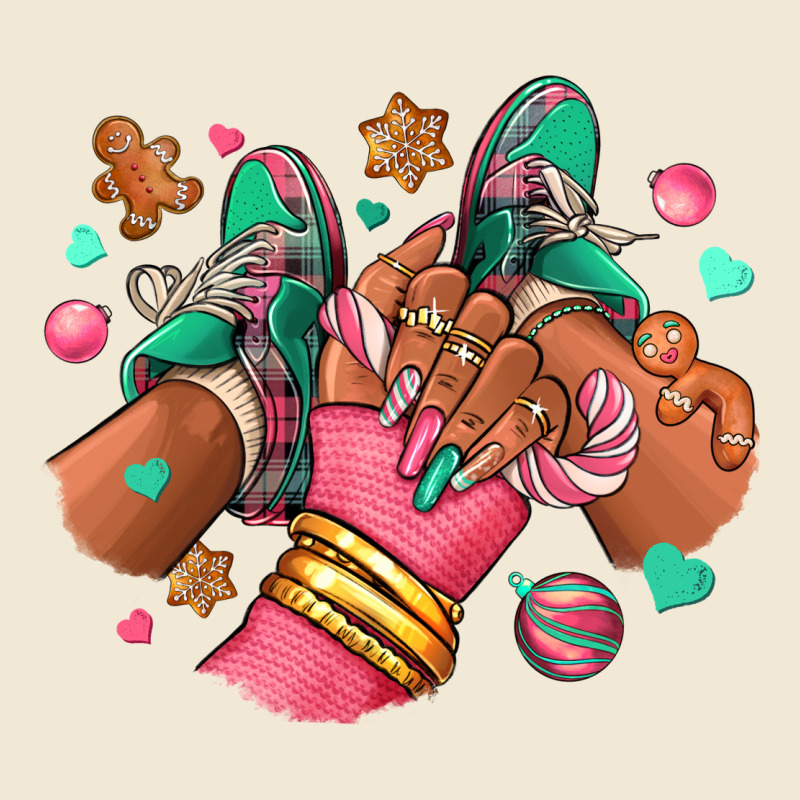Pink Christmas Black Girl Sneakers Ladies Tee by RanaPortraitStore | Teevron