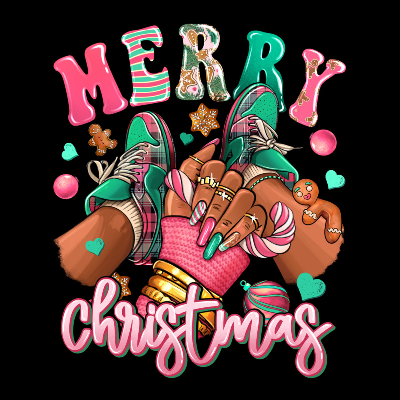 Pink Merry Christmas Black Girl Sneakers Ladies Tee by RanaPortraitStore | Teevron