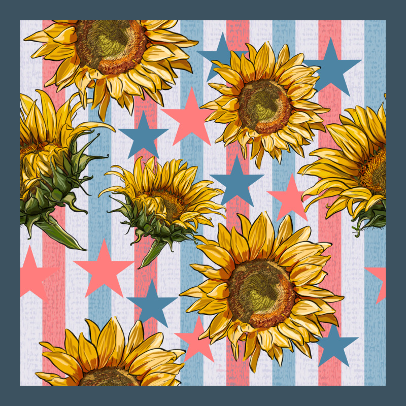 Patriotic Sunflowers Stripes And Stars Seamless Patrern Urban Heavy Tee by BundleAndBundleShop | Teevron