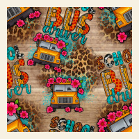 School Bus Driver And Flower Seamless Patterns Vintage Tee | Teevron