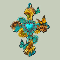 Western Cross With Gemstone And Sunflowers Ladies Tee | Teevron