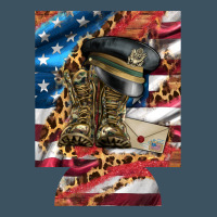 Usa Flag And Leopard With Boots 12 Oz Regular Can Cooler Urban Heavy Tee | Teevron