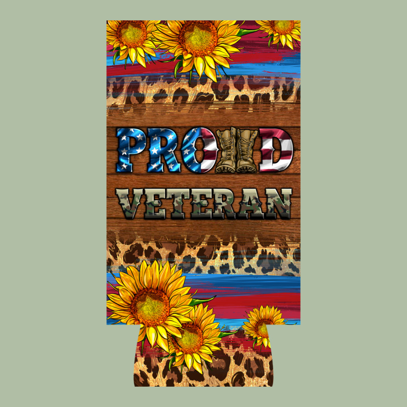 Proud Veteran 12 Oz Slim Can Cooler Urban Heavy Tee by Artiststas | Teevron