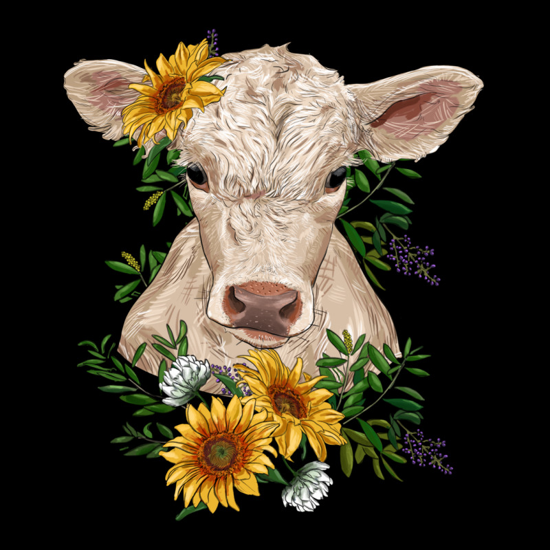 Charolais Calf With Sunflowers Premium Tee by RanaPortraitStore | Teevron