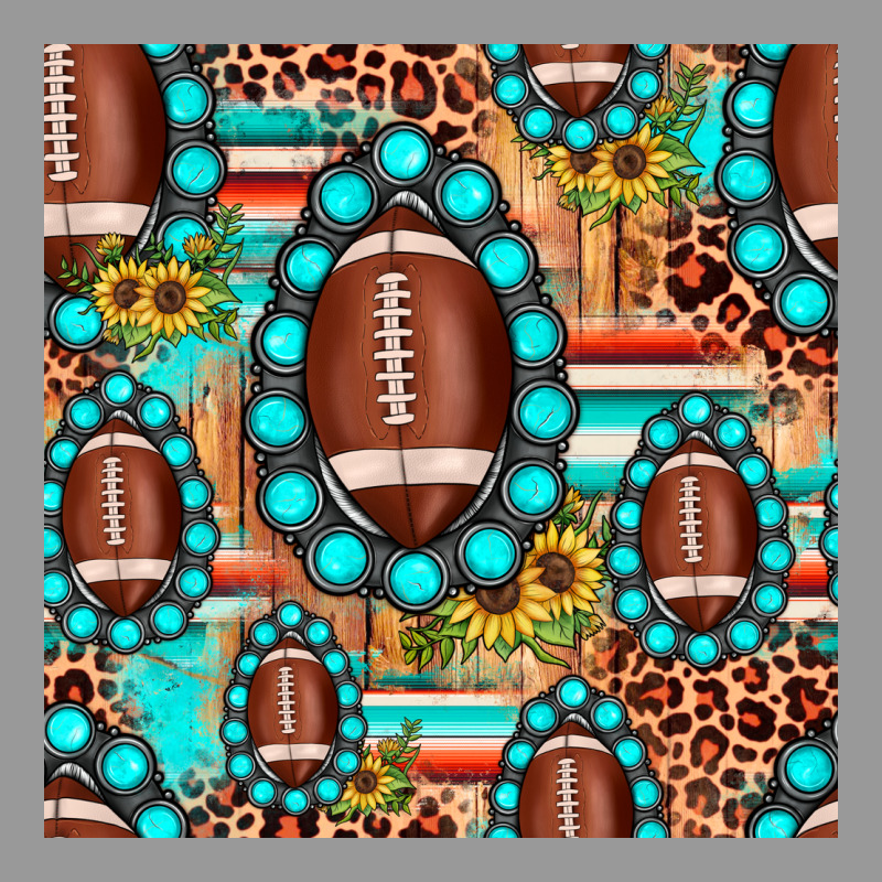 Football Leopard Turquoise Gemstone Sunflower Seamless Pattern Vintage Hoodie by JahusDesignShop | Teevron