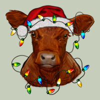 Christmas Baby Red Angus Calf With Lights Ladies Tee | Teevron