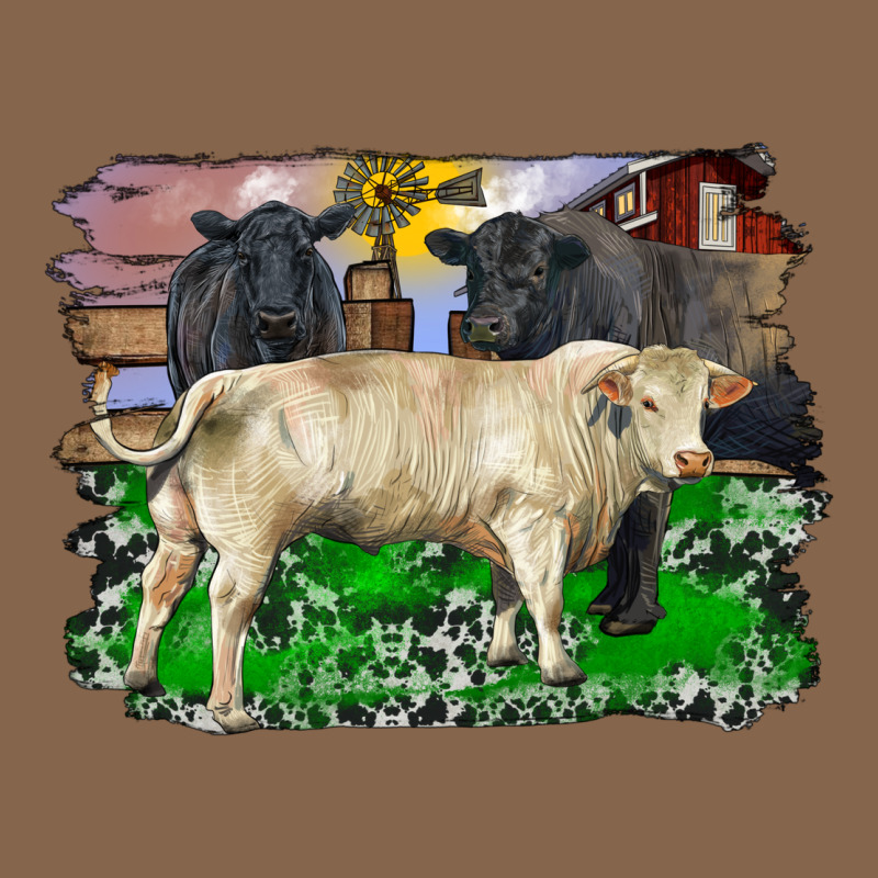 Charolais Bull Black Angus Cattle And Bull With Barnyard And Cowhide Premium Tee by RanaPortraitStore | Teevron