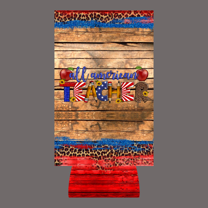 All American Teacher 12 Oz Slim Can Cooler Urban Heavy Tee by Artiststas | Teevron