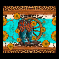 Cowboy Boots And Sunflowers Turquoise Leopard Background Heavy Core Tee | Teevron