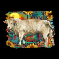 Western Charolais Bull And Aztec Sunflower Background Premium Tee | Teevron