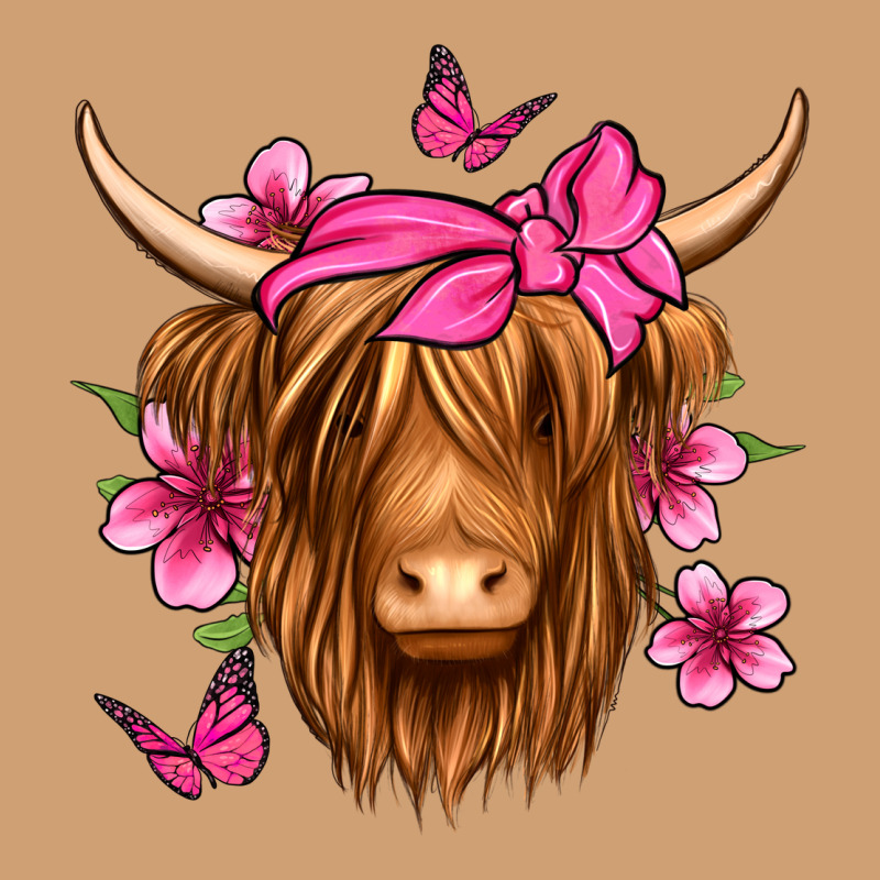 Floral Pink Bandana Longhaired Cow Vintage Tee by Jasminsmagicworld | Teevron