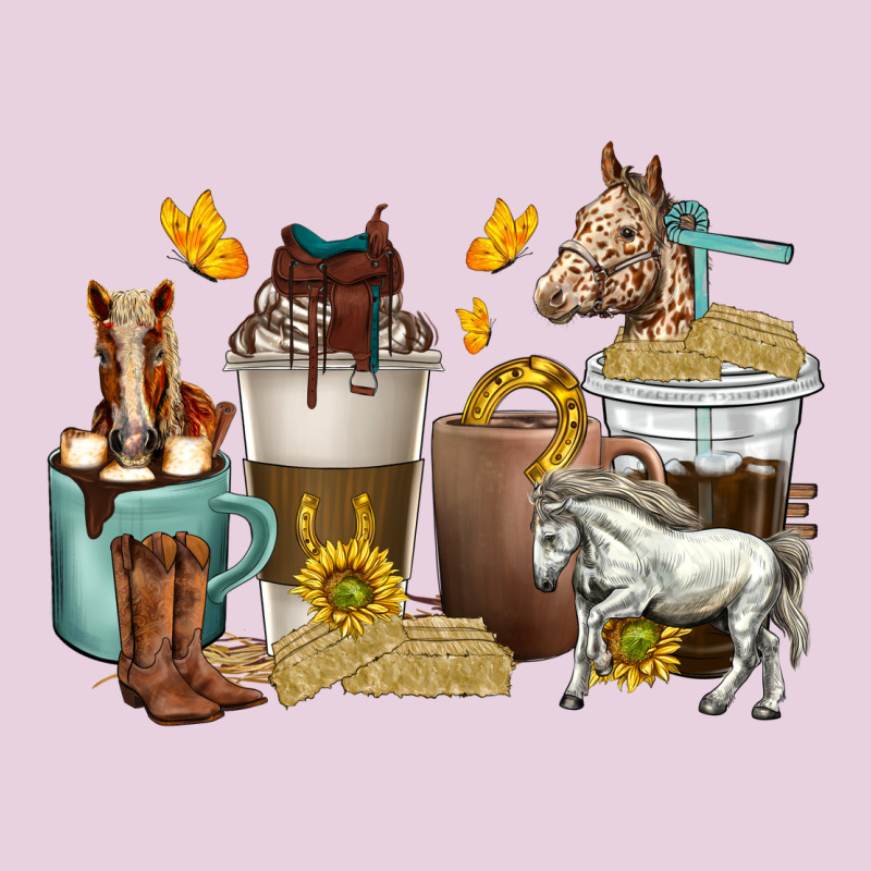 Coffee Cups Horses Ladies Tee by texasbilliewilder | Teevron