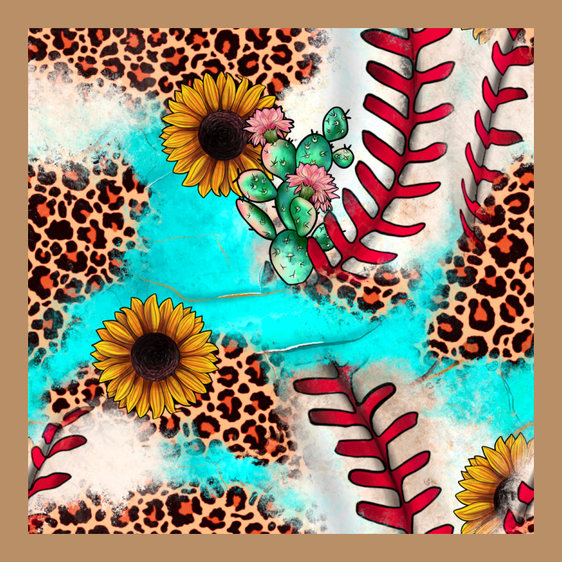 Baseball Leopard Turquoise Cactus Sunflower Seamless Pattern Vintage Hoodie by JahusDesignShop | Teevron