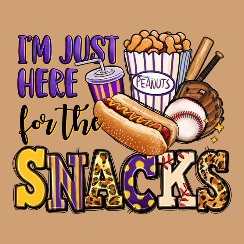 I'm Just Here For The Snacks Baseball Purple And G Vintage Tee by Jasminsmagicworld | Teevron