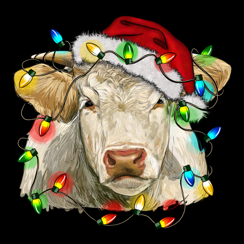 Charolais Cattle Cow With Christmas Lights And Hat Premium Tee by RanaPortraitStore | Teevron