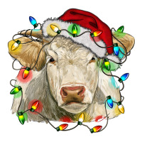 charolais cattle cow with christmas lights and hat | Teevron