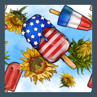 4th Of July Sunflowers Ice Cream Seamless Pattern Urban Heavy Tee | Teevron